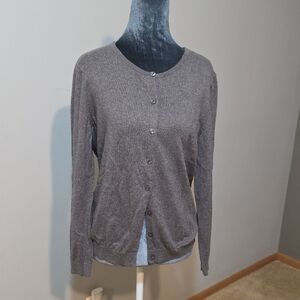 Ann Taylor Charcoal Button-Front Cardigan Sweater Size XL